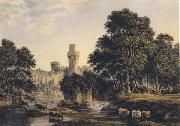 John glover Warwick Castle with Cattle (mk47) USA oil painting artist